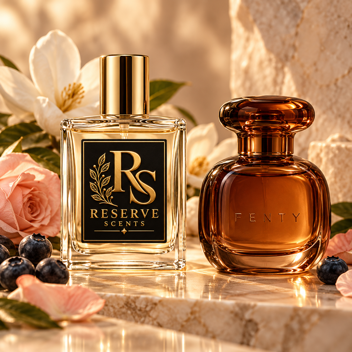 Reserve Scents Fenty EDP inspired fragrance beside Fenty Eau de Parfum